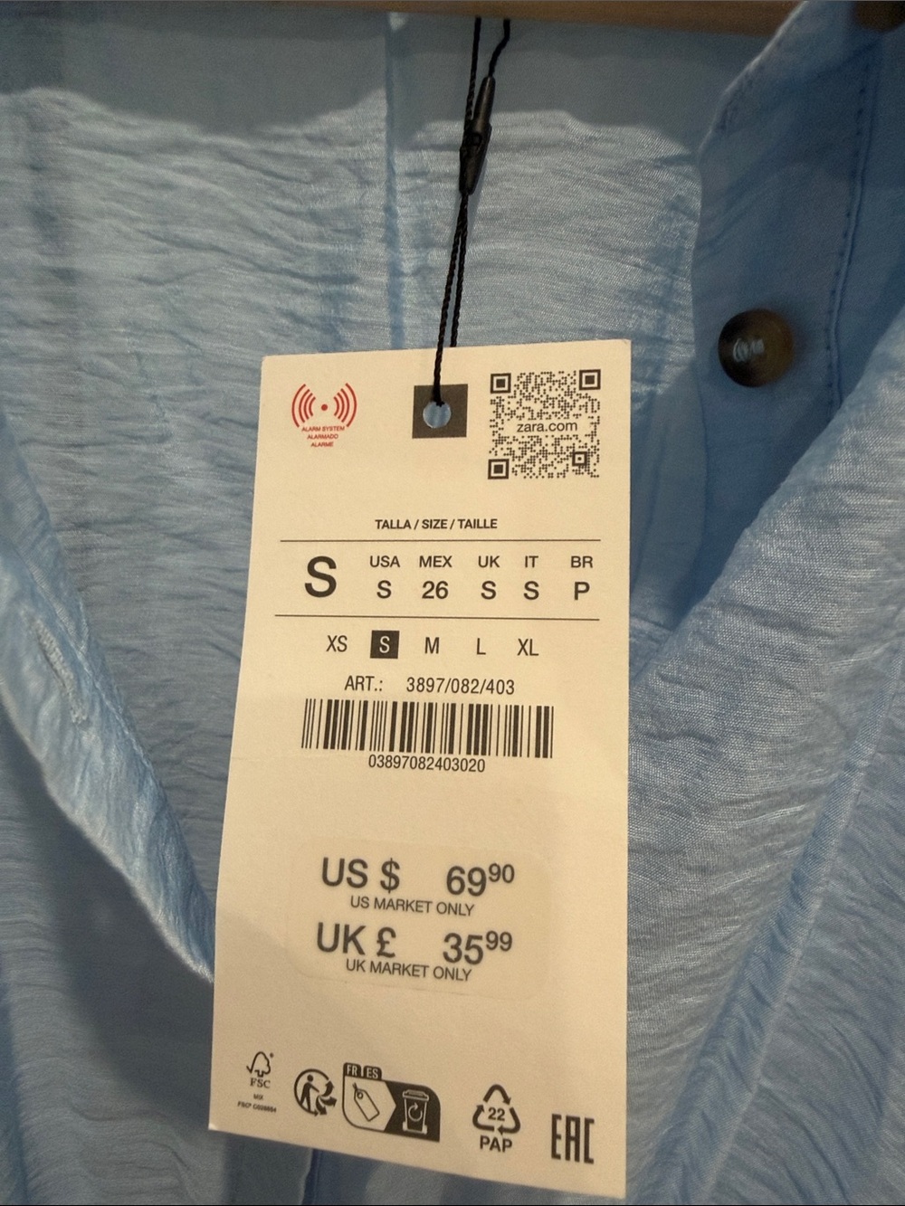 Zara Light Blue Tiered Mini Dress - Picture 2 of 4